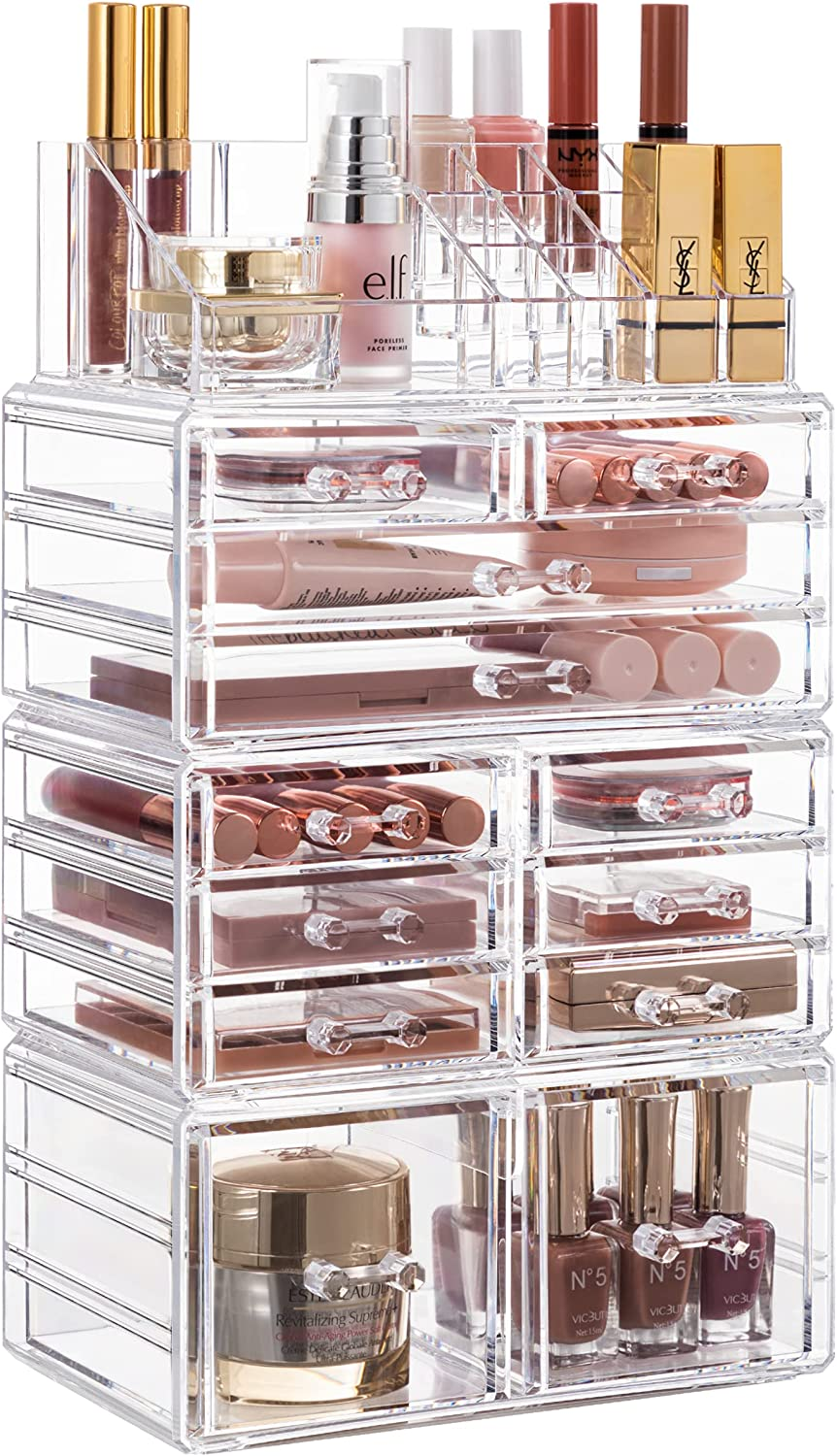Makeup Organizer Acrylic Cosmetic Storage Drawers and Jewelry Display Box with 1